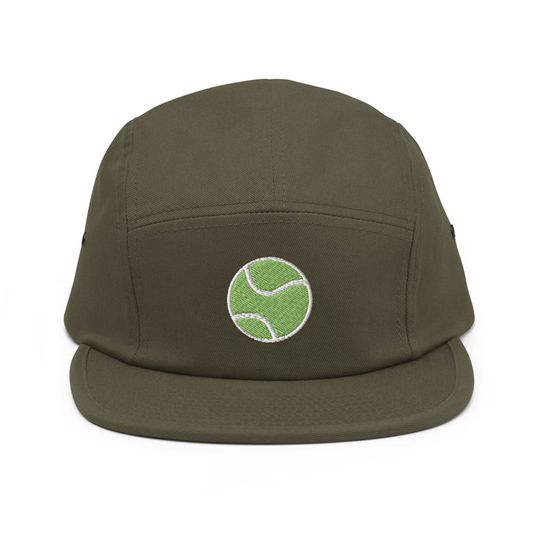 Discover Tennis Ball Embroidered 5 Panel Camper Cap - Pure Cotton Comfortable Fit in Variety of Colors