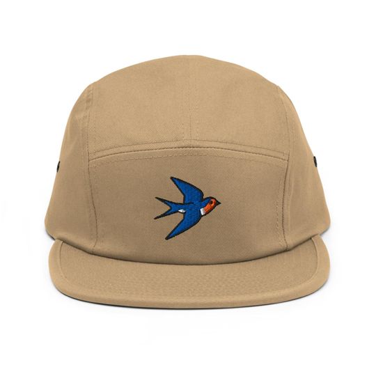 Discover Swallow Bird Embroidered 5 Panel Camper Cap - Birdwatcher Aesthetic Gift