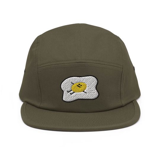 Discover Kawaii Lazy Unmotivated Fried Egg Embroidered 5 Panel Camper Cap