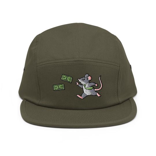 Discover Rat Race Embroidered Business Rat Chasing Money 5 Panel Camper Cap