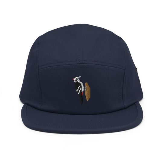 Discover Great Spotted Woodpecker Embroidered 5 Panel Camper Cap
