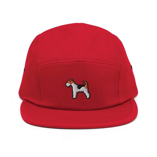 Discover Wire Fox Terrier Embroidered 5 Panel Camper Cap