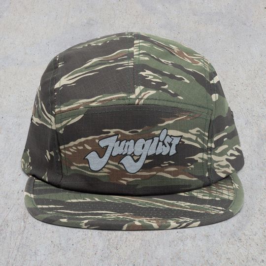 Discover Junglist Camo or Khaki Embroidered 5 Panel Cap