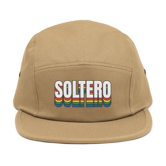 Discover Embroidered 5 Panel Cap - 'Soltero' Hat, Casual Streetwear, Gift for Singles