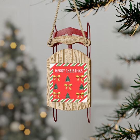 Discover Merry Christmas Holiday Festive Tree Decor Sled Ornaments