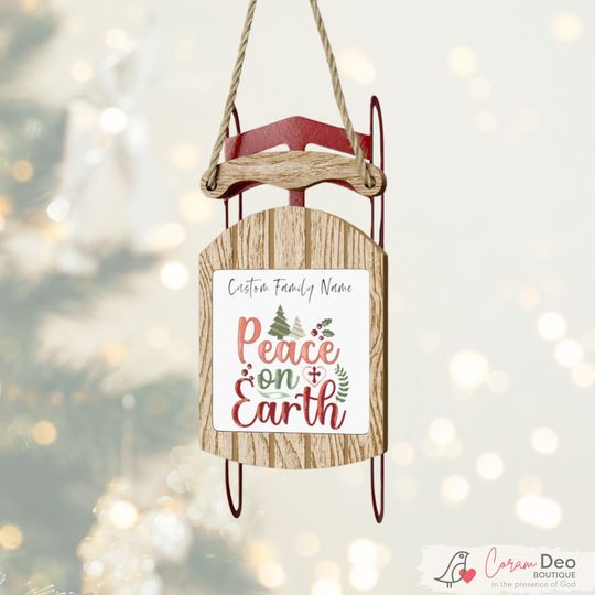 Discover Custom Wooden Sled Ornament Family Name Custom Nativity Scene Ornament