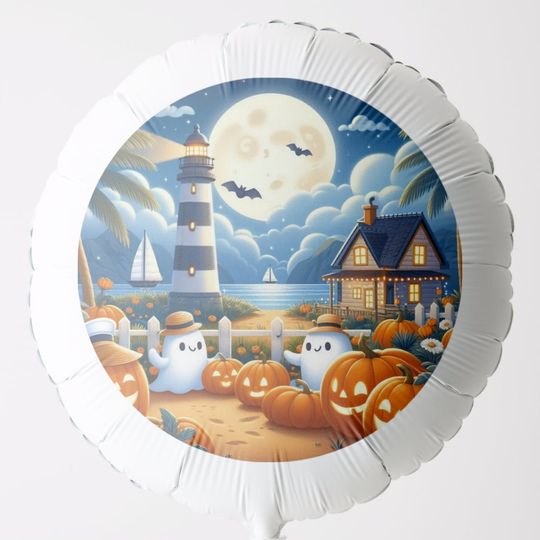 Discover Cute, Nautical/coastal Halloween ghost/pumpkins Balloon