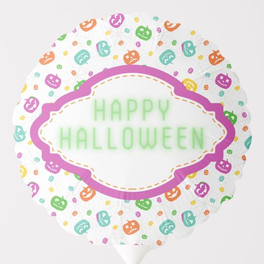 Discover Multicolor Pumpkins Halloween Pattern Balloon