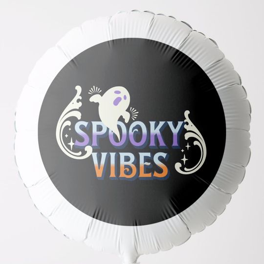 Discover Halloween Ghost Spooky Vibes Typography Lettering Balloon