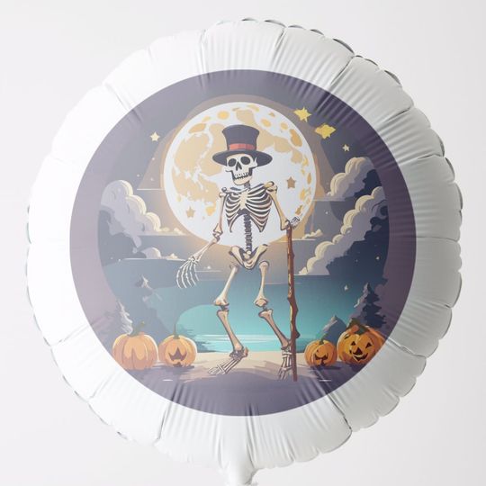 Discover Skeleton Dancing Under The Moon Halloween Balloon