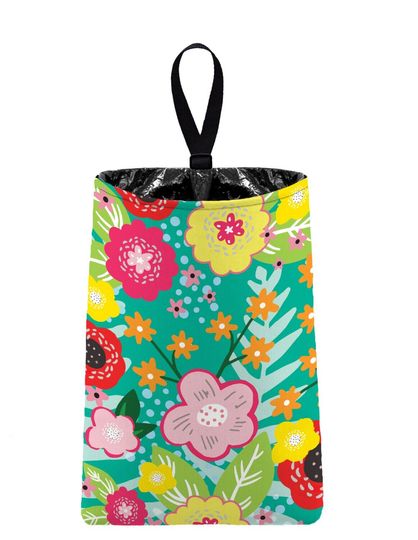 Discover Car Trash Bag // Auto Trash Bag // Car Accessories // Car Litter Bag Car Garbage Bag - Floral Burst Wintermint Car Organizer Flower Mint