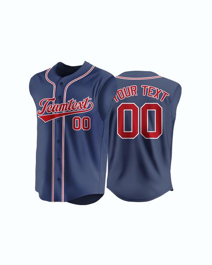 Discover Sleeveless Navy Baseball Jersey Custom Embroidered with Heat Press Name | Personalized Sports Shirt for Team or Fans baseball jersey