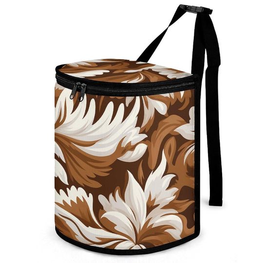 Discover Car Trash Can Brown and White Pattern Car Trash Bag with Cover and Waterproof Bin for carss, SUVs and Trucks and in Places Such As Bathrooms