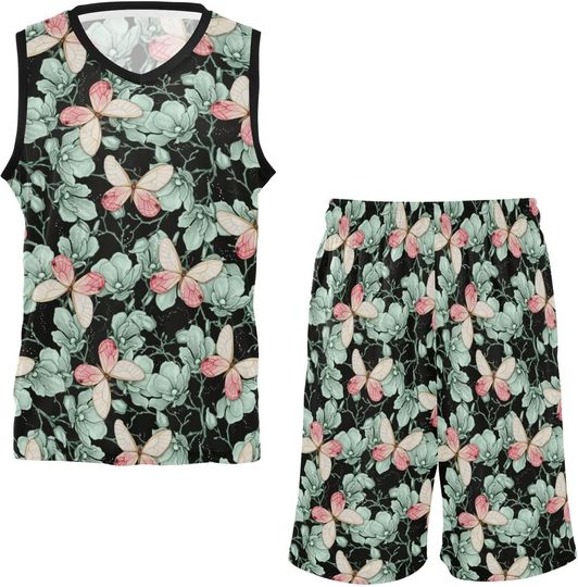 Discover butterflies pattern Basketball Jersey Set f