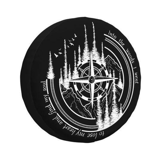 Discover Compass Mountains Camping Adventure Spare Tire Cover