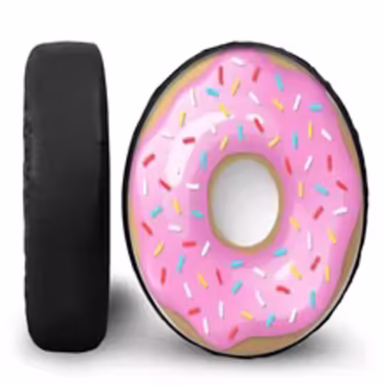 Discover 1Pcs Car Doughnut Swim Ring Style Cream Cookies Design 14'' 15'' 16'' 17'' Inch PU Leather Spare Tire Cover Wheel Accessories