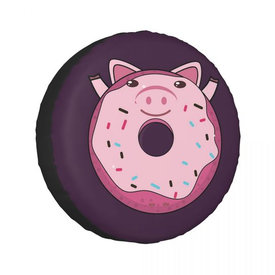 Discover Custom Cute Baby Pig Donut Spare Tire Cover for Jeep SUV RV 4WD Pajero 4x4 Wheel Protector Covers 14" 15" 16" 17" Inch