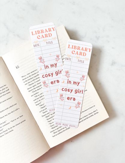 Discover Library Card Bookmark | Cosy Teddy Bear Bookmark | Cosy Fall Bookmark | Cute Autumn Bookmark | Cute Fluffy Bear Bookmark | Cosy Girls