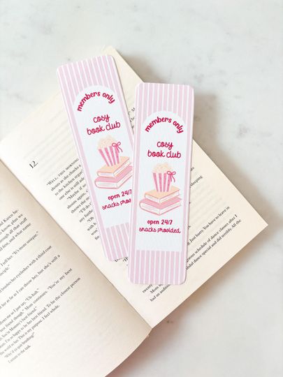 Discover Striped Popcorn Cosy Book Club | Cosy Fall Bookmark | Cute Cozy Bookmark | Striped Bookmark | Popcorn Bookmark | Cosy Bookish Vibes