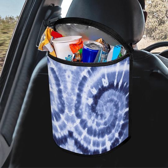 Discover Blue Tie Dye Car Trash Bag, Blue Car Garbage Bin, Tie Dye Car Trash Can