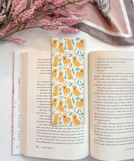 Discover Golden Retriever Bookmark | cute dog bookmark for her | pet parent gift | booktok merch bookish gift for reader | summer spring bookmark