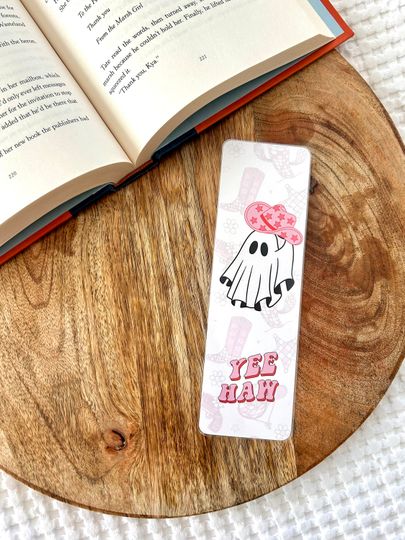 Discover YeeHaw Country Ghost Bookmark | Cowgirl Ghost Bookmark | Pink Cowgirl Halloween Bookmark