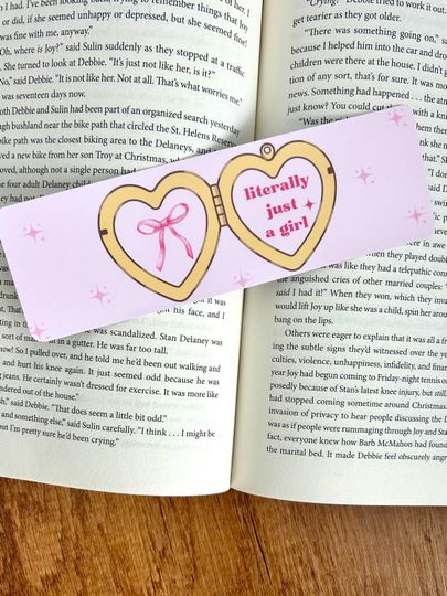 Discover Literally Just a Girl Bookmark | Soft Girl Era Theme | Cute Bookmarks | Pink Bow Locket | Girly Bookmark
