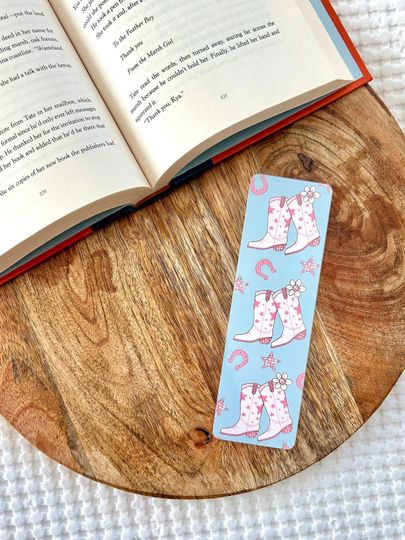Discover Disco Cowgirl Bookmark | Pink and Blue Bookmark | Cowgirl Boots Bookmark