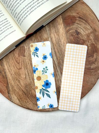 Discover Yellow Spring Bookmark Set | Floral Aesthetic | Butter Yellow Plaid Bookmark | Cute Bookmarks