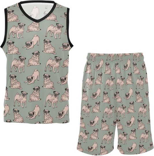 Discover Cute Dogs Pug Pattern Basketball Jersey Set