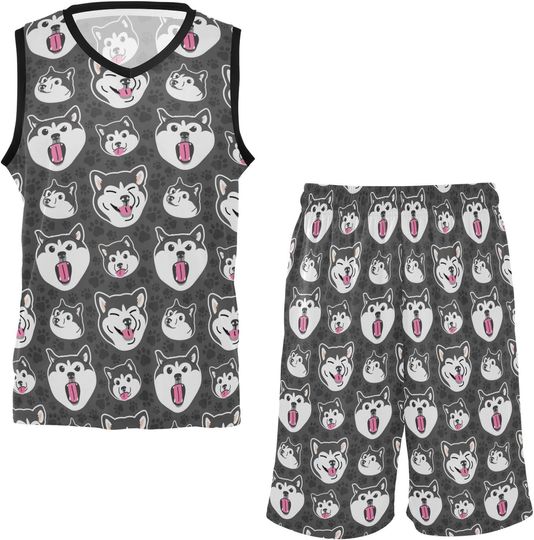 Discover Cute-husky-dog-pattern Basketball Jersey Set