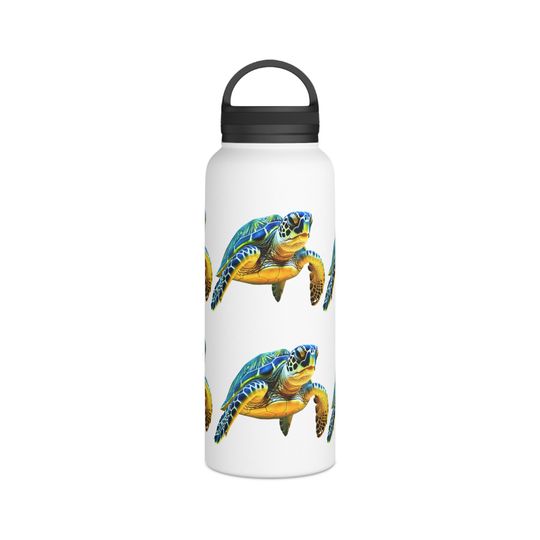 Discover Sea Turtle, Drinking Bottle , Hydration Stainless Steel Water Bottle, Handle Lid