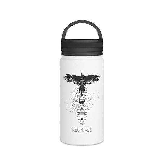 Discover Wandering Raven (Old Norse) Stainless Steel Water Bottle, Handle Lid