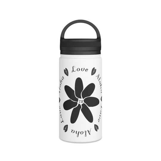 Discover Back to School Hawaiian Print Love & Aloha Stainless Steel Water Bottle with Handle Lid