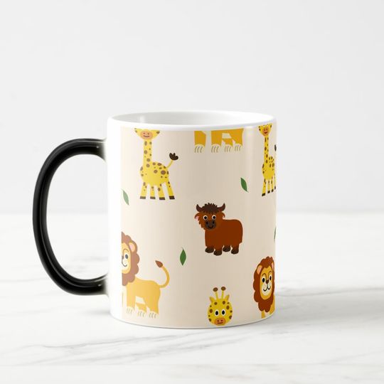 Discover Playful Illustrative Animal Pattern Magic Mug