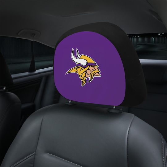 Discover Minnesota Vikings themed custom car headrest cover for a fan