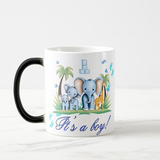 Discover "Blue Baby Safari – It’s a Boy!" Magic Heat-Reveal Magic Mug