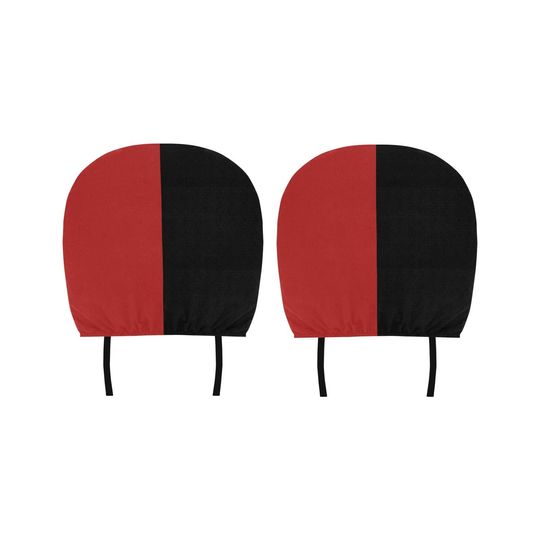 Discover Candy Apple Red With Midnight Black Color Block Car Headrest Cover (2pcs)