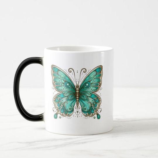 Discover Elegant Turquoise butterfly Morphing Magic Mug