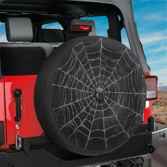Discover Halloween Spider Web Spare Tire Cover, Spooky Creepy Off-Road Accessory Camping Gift