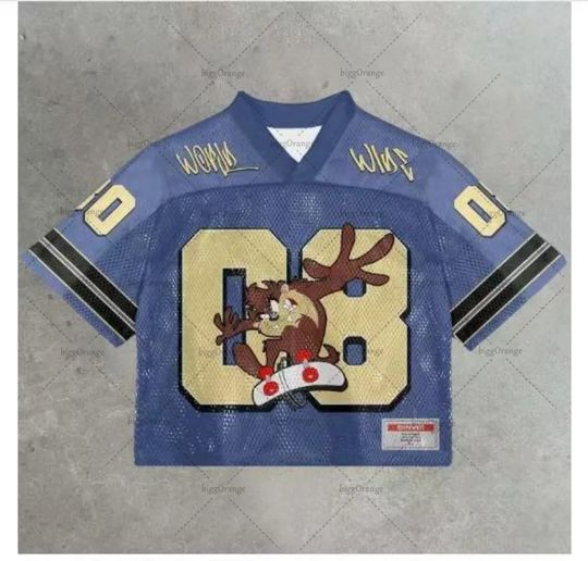 Discover 2025 hip hop punk Crop Top Mesh Baseball Jersey