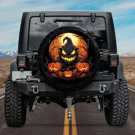 Discover Jack o lantern Halloween 2025 Spare Tire Cover,Witch Car Accessories,Fall 2025 Tire Cover