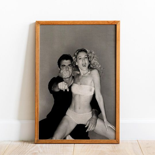 Discover Iconic Carrie & Mr. Big Poster,  Black and White SATC Wall Art Decor