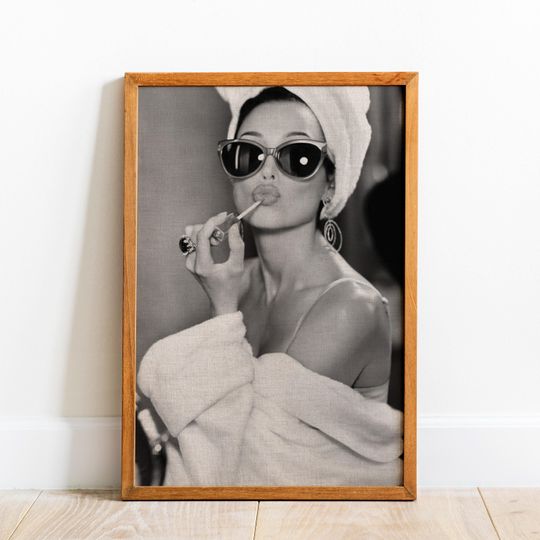 Discover Audrey Hepburn Lipstick Wall Art, Black and White Print, Vintage Fashion Photo, Old Hollywood Art, Feminist Poster, Fashion Wall Decor