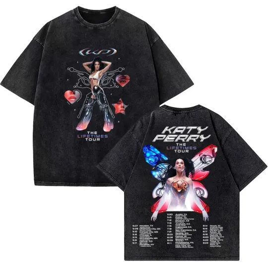 Discover Remake Katy Perry 2025 The Lifetime Tour Black T shirt Basic tee