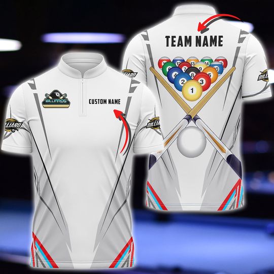 Discover Custom Billiards Team Jersey, Personalized Pool Shirt with Name and Team