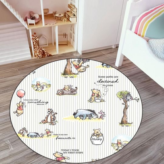 Discover winniee the poohh Area Rug,Woodland Round Rug, Pooh Carpet