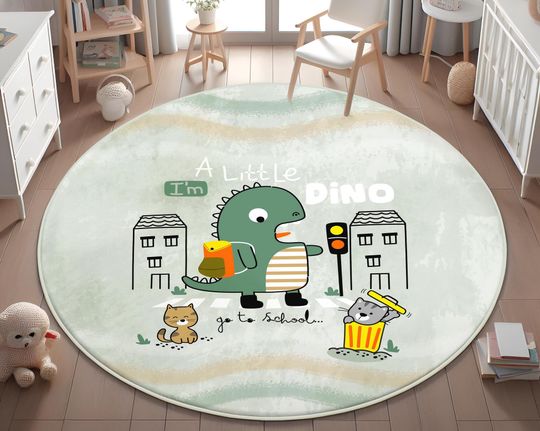 Discover Dinosaurs Nursery Rug, Washable Kid's Room Rug, Baby Rug, Non-Slip Baby Rug, Bestselling Kids Rugs, Best Jurassic Kids Rugs PILLOW CASE GIFT