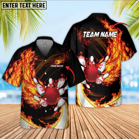 Discover Customize Breath Of Fire Bowling And Pins Multicolor Unisex Hawaiian Shirt V1