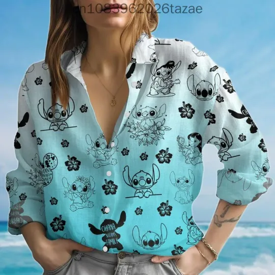 Discover 2025 Disneyyy Stitchh Women's Shirt, Stitchh Women's Casual Shirt, 3D Button Shirt